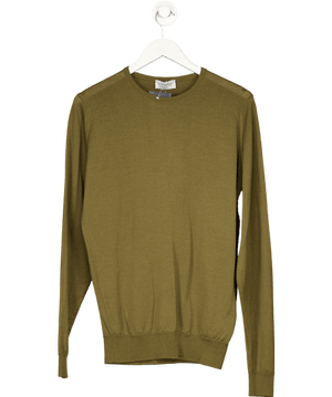 John Smedley Olive Green 100% Pure New Wool Fine Knit Jumper UK M
