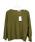Johnstons of Elgin Cashmere Olive Green Cape Jumper UK XS/S - Reliked