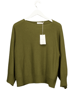 Johnstons of Elgin Cashmere Olive Green Cape Jumper UK XS/S