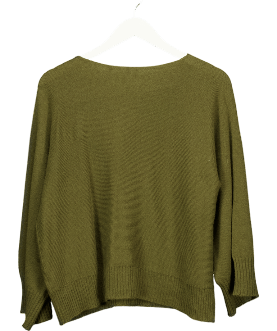 Johnstons of Elgin Cashmere Olive Green Cape Jumper UK XS/S - Reliked