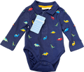 Jojo Maman Bebe Navy Blue Long Sleeve Dinosaur Embroidered Polo Shirtbodysuit 0 - 3 Months - Reliked