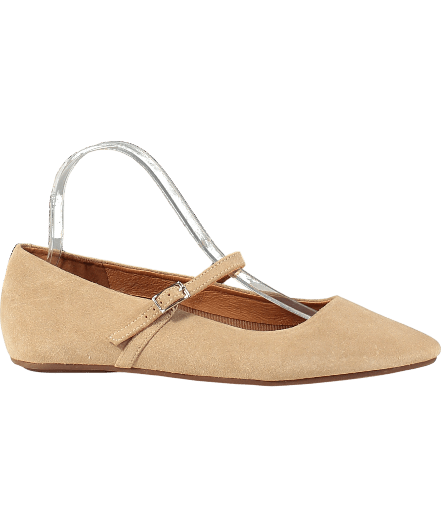 Jonak Paris Beige Ballet Flats With Straps In Camel Suede UK 7 EU 40 👠 - Reliked