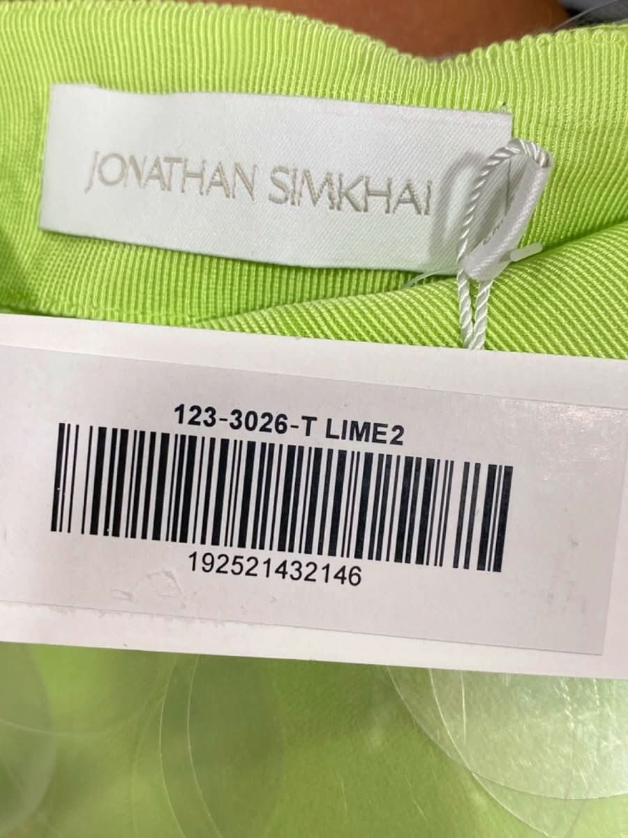 Jonathan Simkhai Lime Sequin Mesh Overlay Mini Skirt UK 6 - Reliked