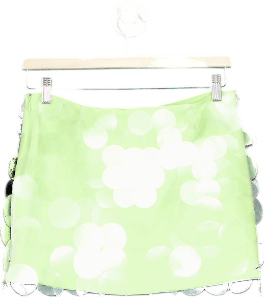 Jonathan Simkhai Lime Sequin Mesh Overlay Mini Skirt UK 6 - Reliked