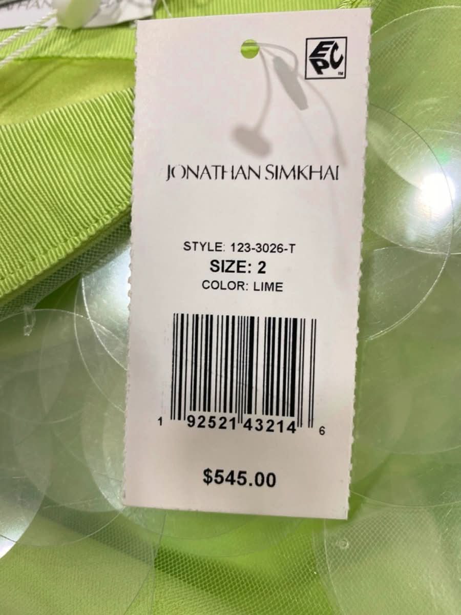 Jonathan Simkhai Lime Sequin Mesh Overlay Mini Skirt UK 6 - Reliked