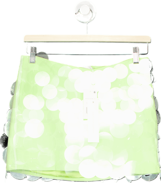 Jonathan Simkhai Lime Sequin Mesh Overlay Mini Skirt UK 6 - Reliked