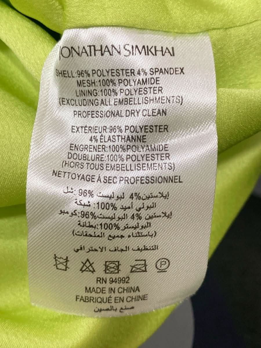 Jonathan Simkhai Lime Sequin Mesh Overlay Mini Skirt UK 6 - Reliked