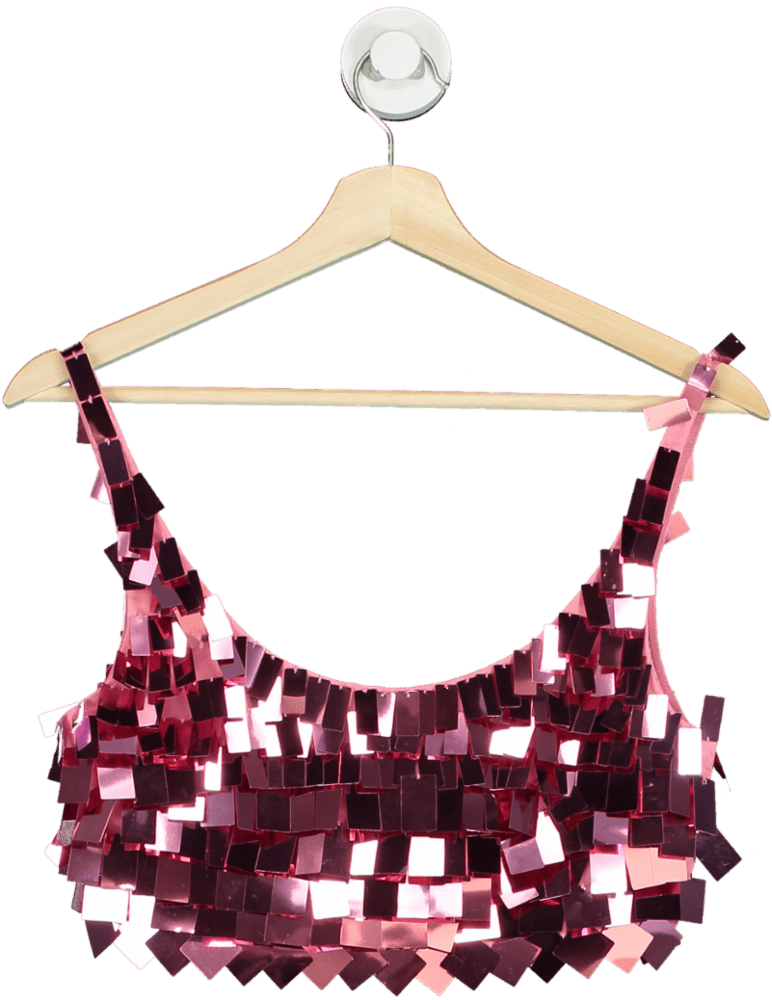 Jonathan Simkhai Pink Sequin Crop Top UK 8 - Reliked
