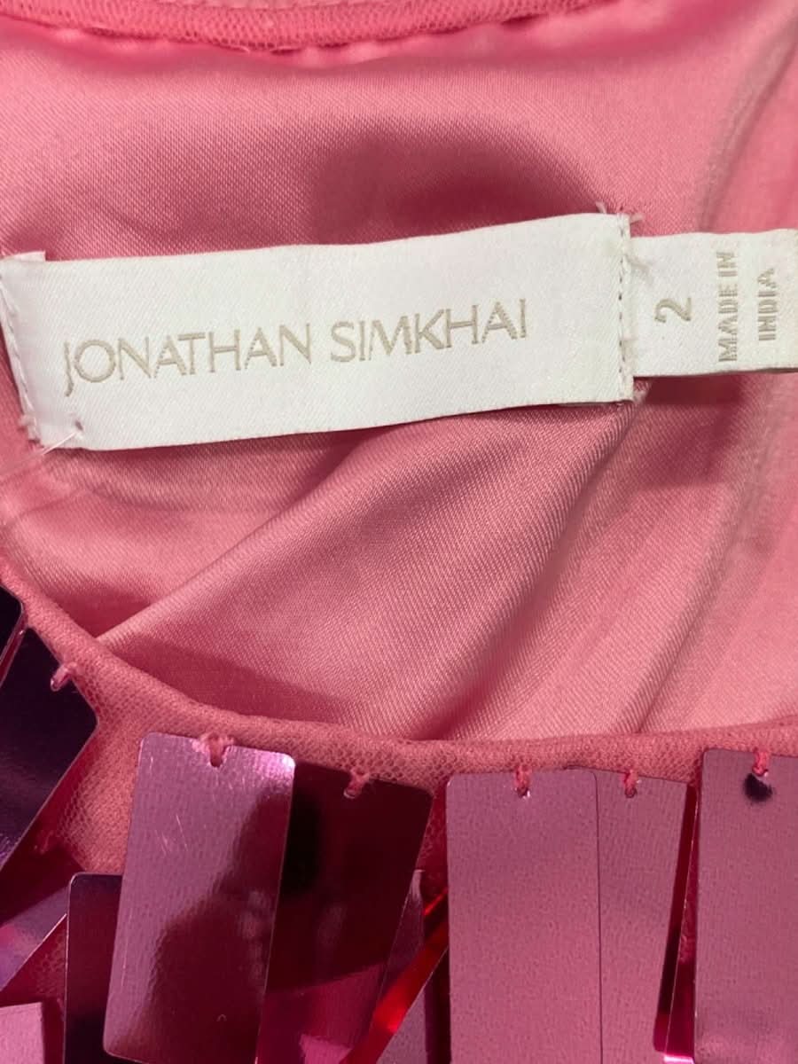 Jonathan Simkhai Pink Sequin Crop Top UK 8 - Reliked