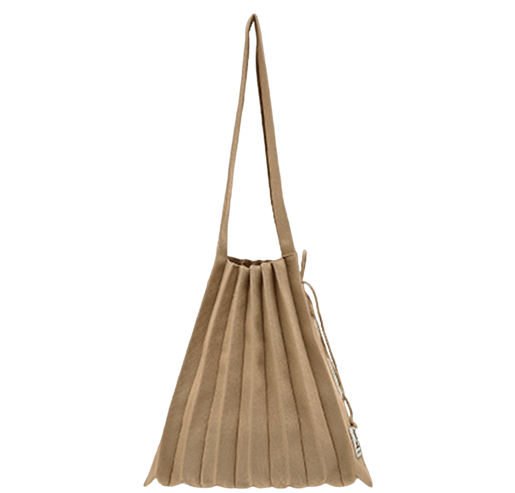 Joseph & Stacey Beige Solid M Knit Pleats Bag - Reliked