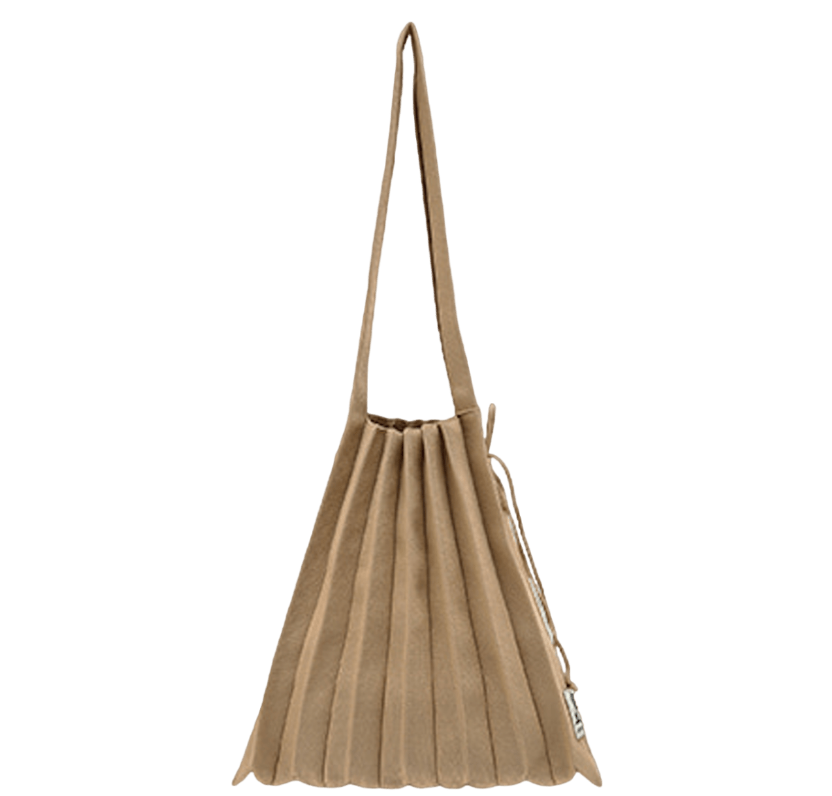 Joseph & Stacey Beige Solid M Knit Pleats Bag - Reliked