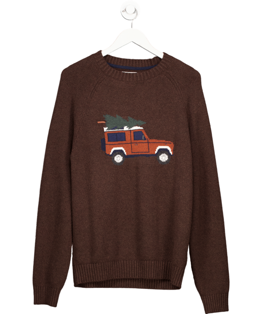 joules 4x4 Defender Brown Cotton / Merino Wool Blend Jumper UK M - Reliked