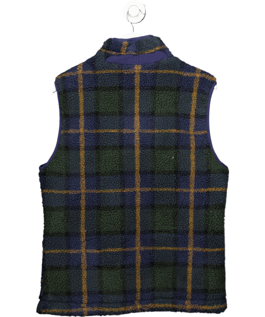 joules Blue Blackwatch Check Otis Borg Fleece Gilet UK M - Reliked