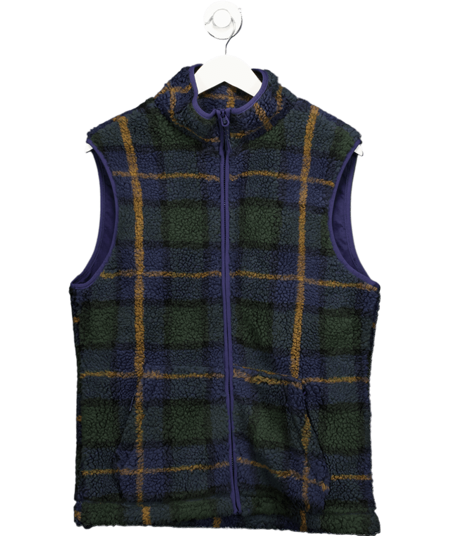 joules Blue Blackwatch Check Otis Borg Fleece Gilet UK M - Reliked