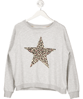 Jovie the Label Grey Leopard Star Print Sweatshirt UK 10 - Reliked