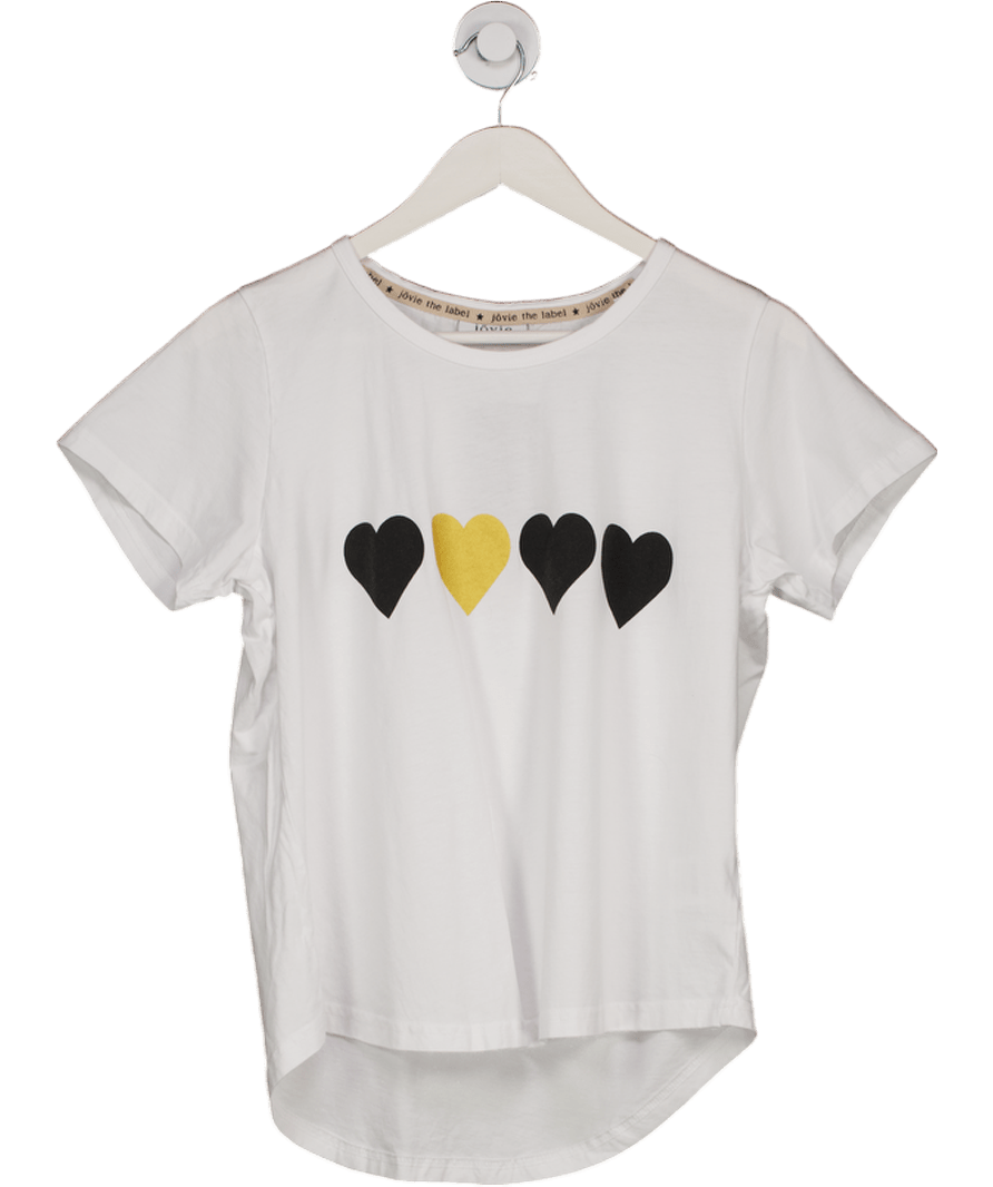 Jovie the Label White Heart Print T-shirt UK 10 - Reliked