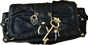 Juicy Couture Black Leather Charm Clutch Bag