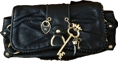 Juicy Couture Black Leather Charm Clutch Bag