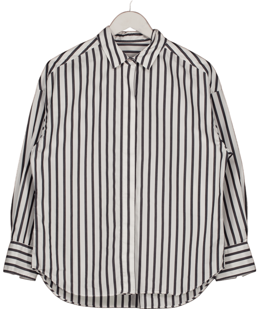 Julie Josephine White / Grey 100% Cotton Striped Shirt UK 8 - Reliked