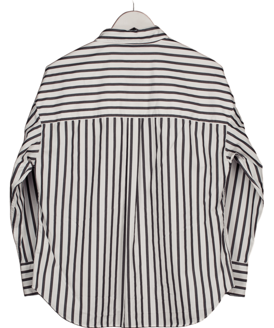 Julie Josephine White / Grey 100% Cotton Striped Shirt UK 8 - Reliked
