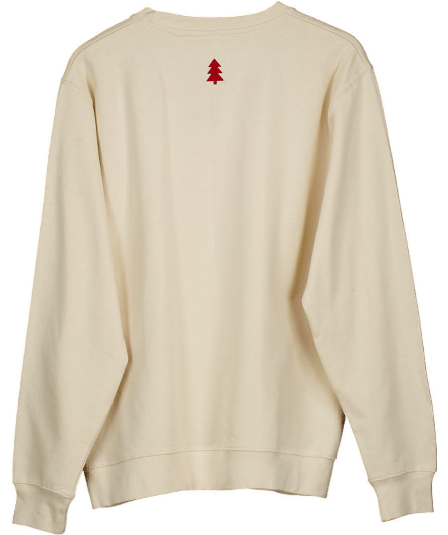 Just Coops & Lu Cream / Red Smiley Face Christmas Sweatshirt UK L - Reliked