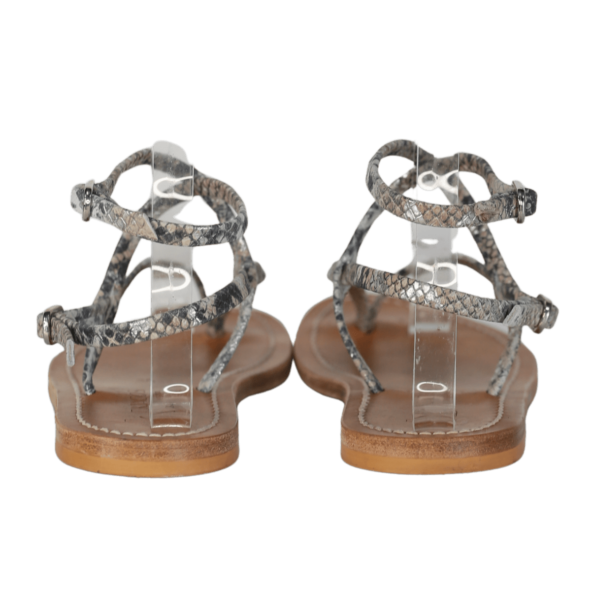 K Jacques Grey St Tropez Abako Snake - effect Leather Sandals UK 5 EU 38 👠 - Reliked