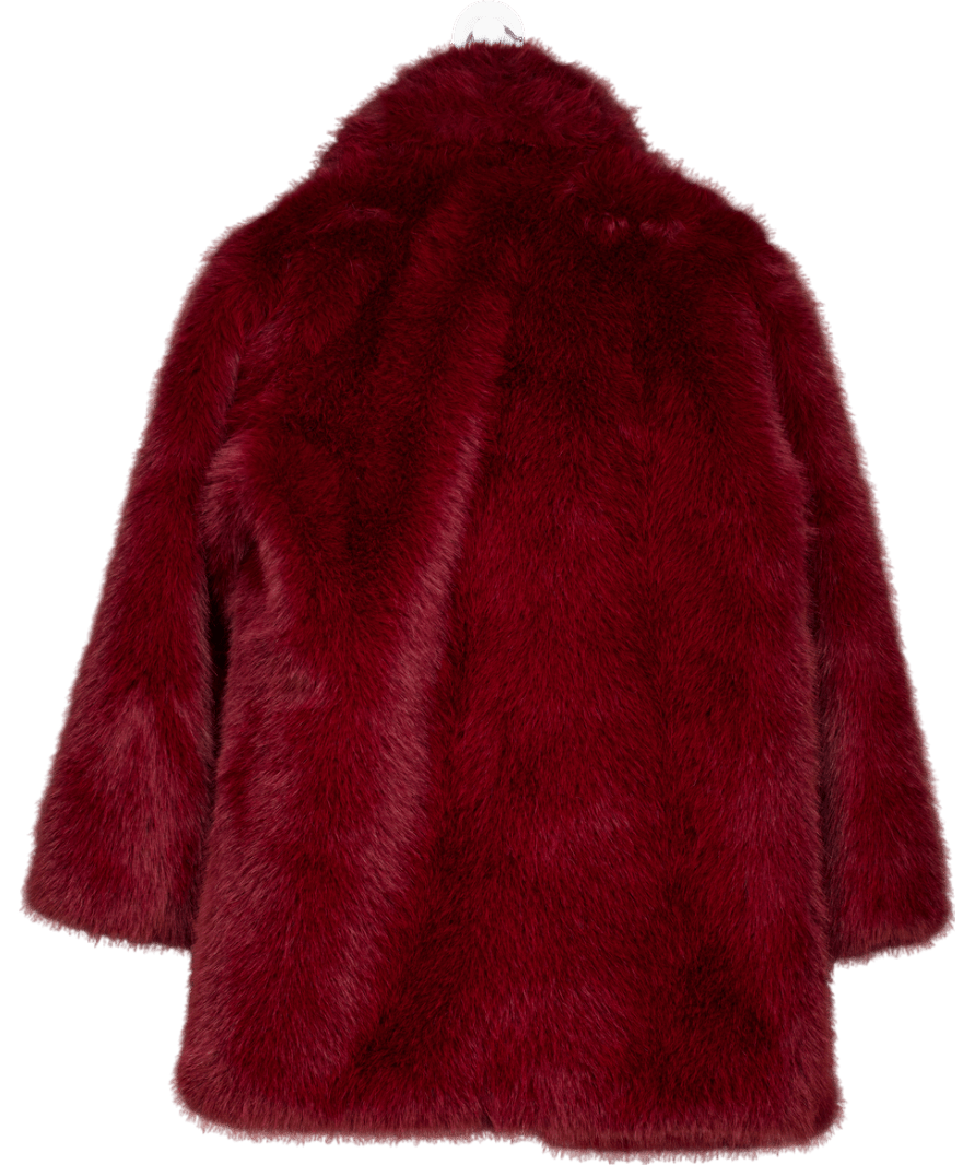 K Zell Red Faux Fur Coat UK S - Reliked