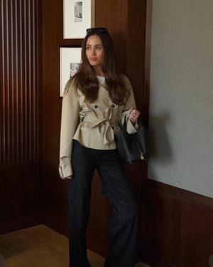 DISSH Beige Gabriel Natural Cropped Trench Coat UK 10
