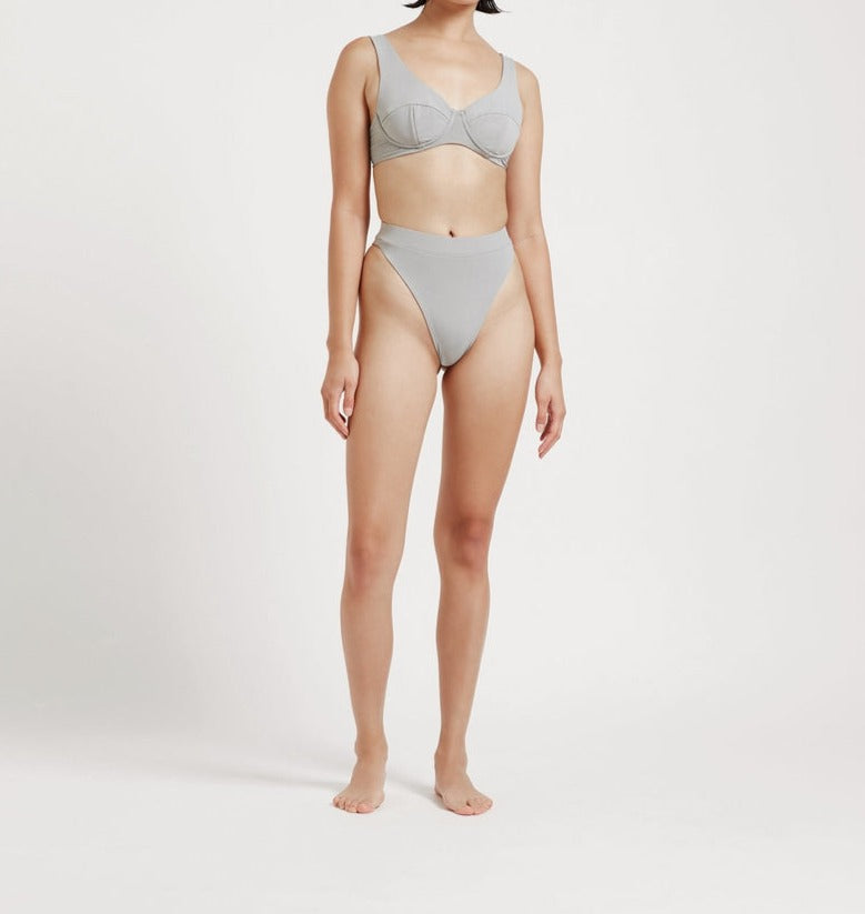 Myra Swimwear Grey Towelling Seigil Top UK S