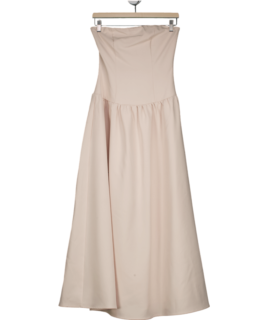 Kaiia the label Beige Structured Bandeau Drop Waist Midi Dress UK 6 - Reliked