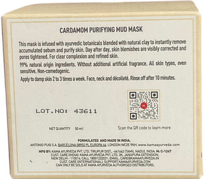 KAMA AYURVEDA Vanasara Cardamom Purifying Mud Mask 50ml - Reliked