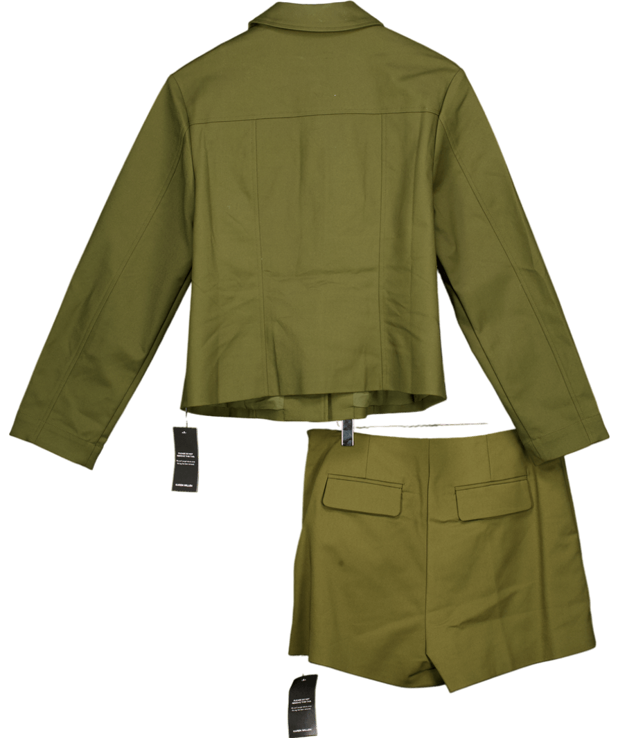 Karen Millen 2 - piece Khaki Green Techo Hardware Detail Woven Skort And Jacket Set UK 10 - Reliked