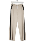 Karen Millen Beige Tailored Marl Pu Tipped Wide Leg Trouser UK 6 - Reliked