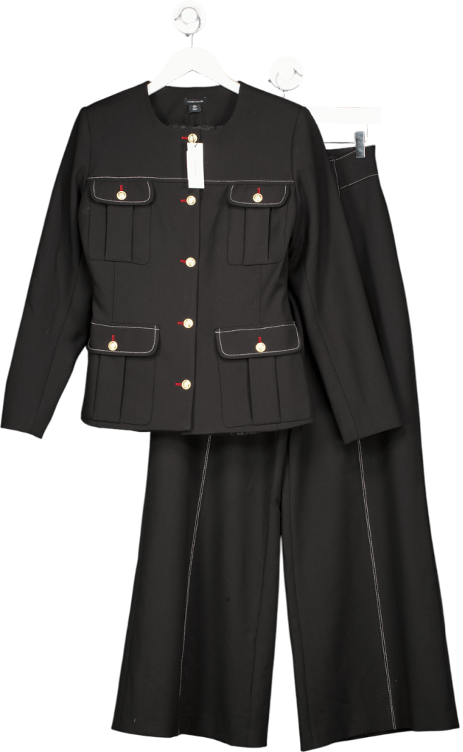 Karen Millen Black 2 - piece Compact Stretch Formal Tailored Jacket And Tailored Trouser Suit UK 8 - Reliked