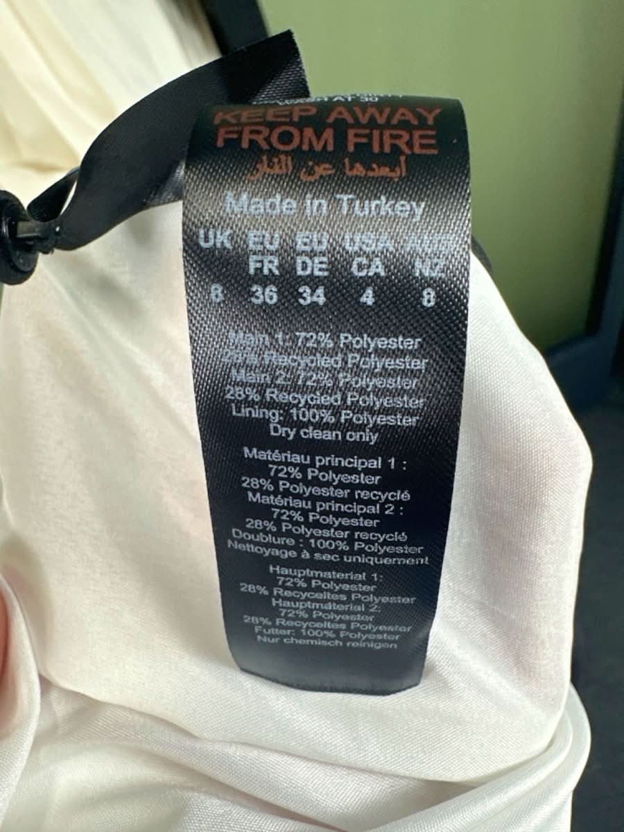 Karen Millen Black and White Soft Tailored Waterfall Hem High Neck Midi Dress Size UK 8 - Reliked