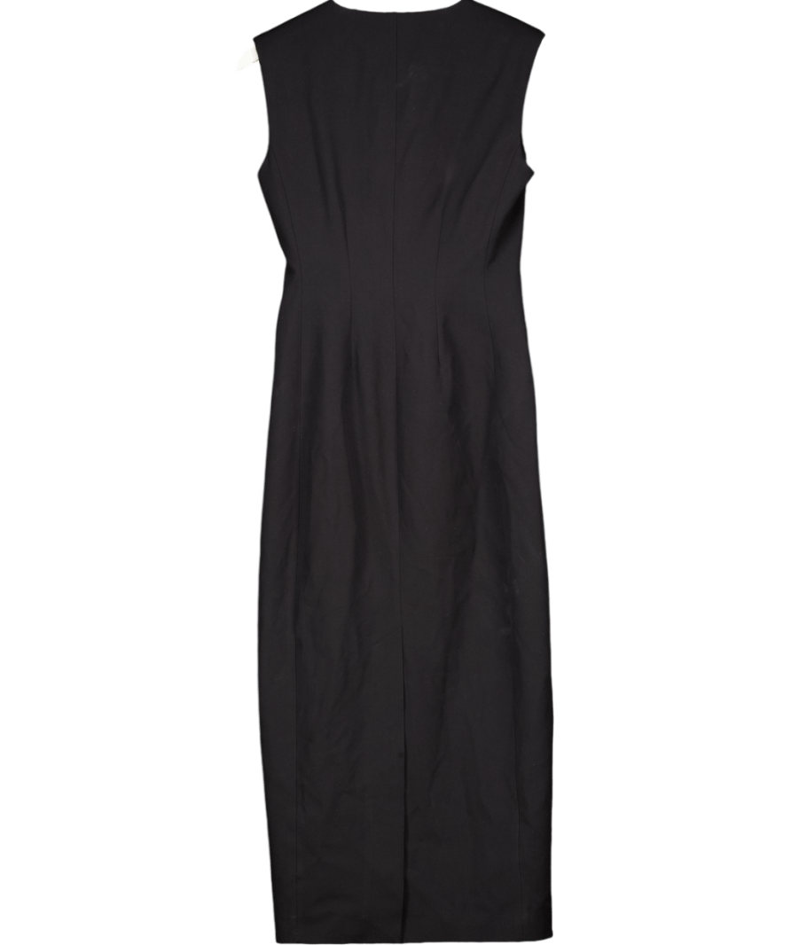 Karen Millen Black Compact Stretch Zip Through Pencil Midi Dress UK 6 - Reliked