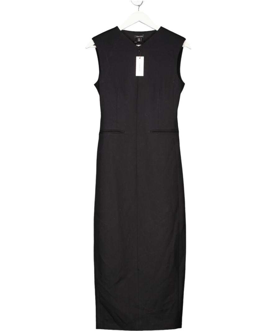 Karen Millen Black Compact Stretch Zip Through Pencil Midi Dress UK 6 - Reliked