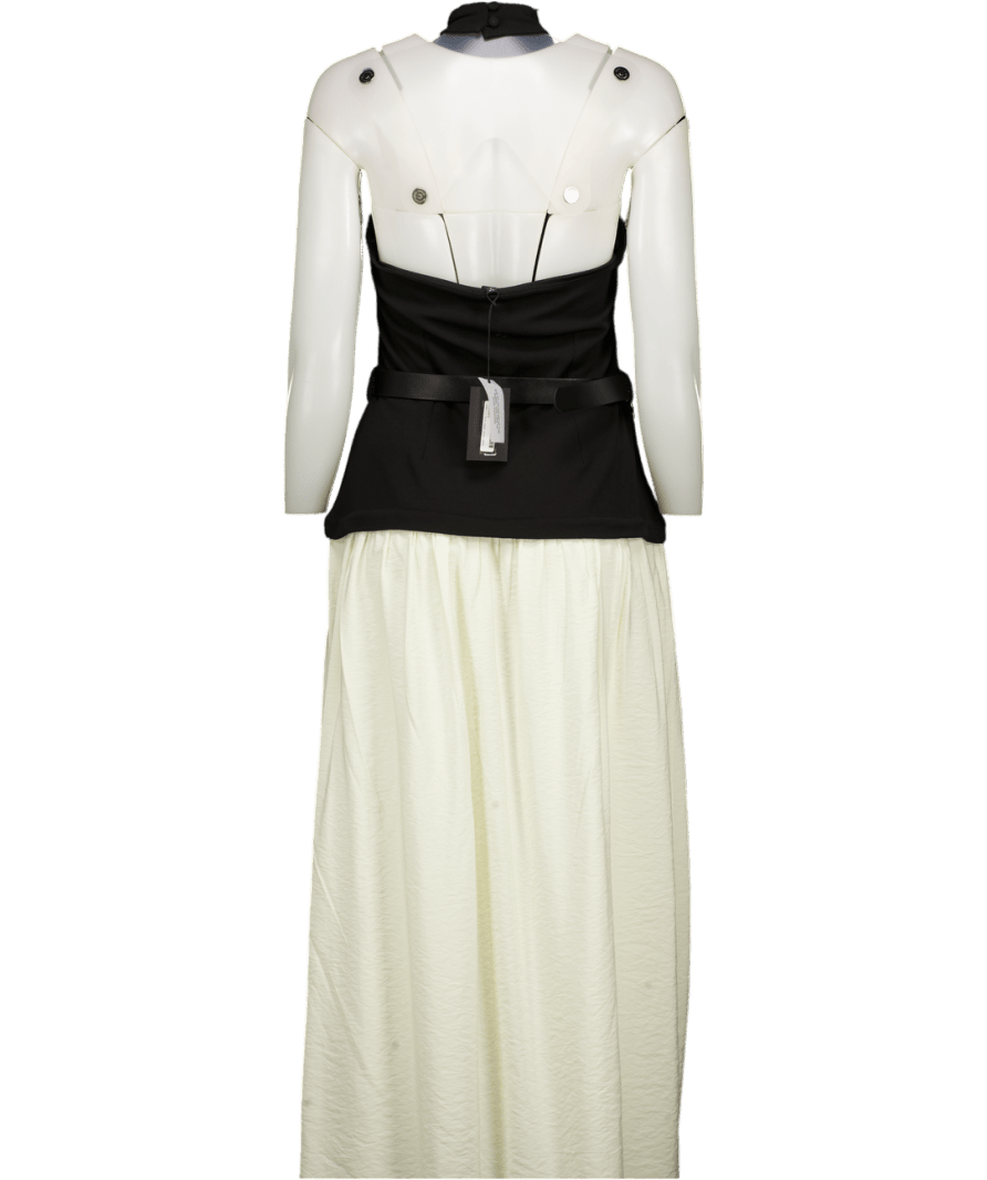 Karen Millen Black Cream Contrast Skirt Halter Neck Dress UK M - Reliked