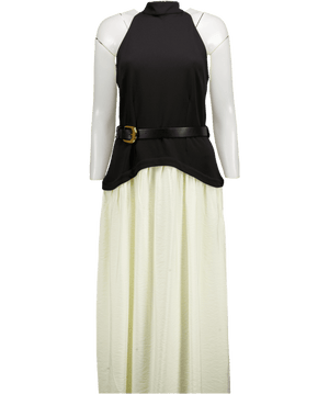 River Island  Black Cream Contrast Skirt Halter Neck Dress UK M