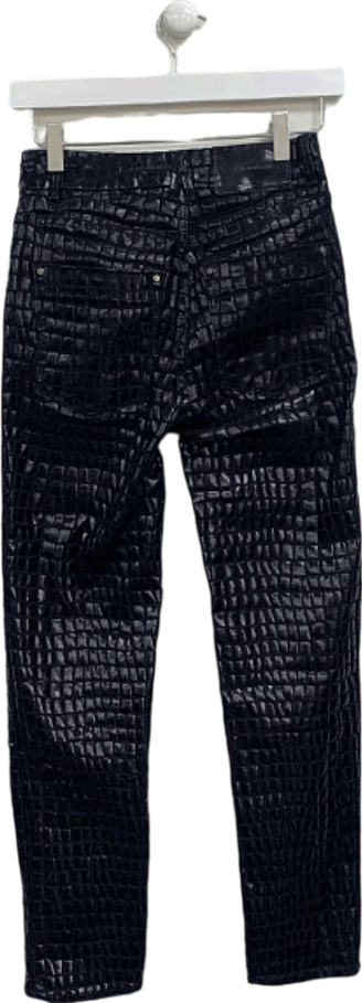 Karen Millen Black Crocodile Skin Effect Trousers UK 6 - Reliked