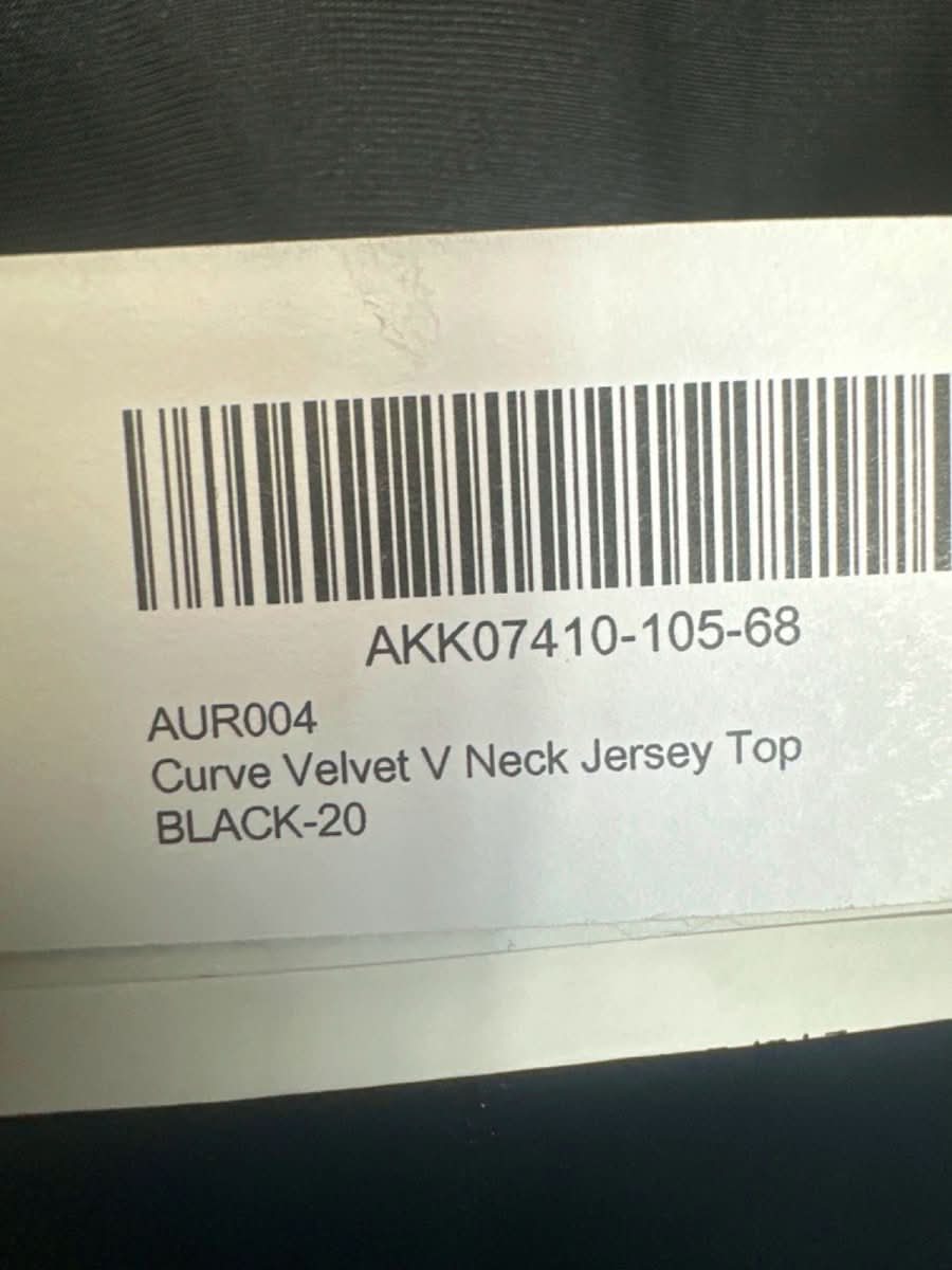 Karen Millen Black Curve Velvet V Neck Jersey Top UK 20 - Reliked