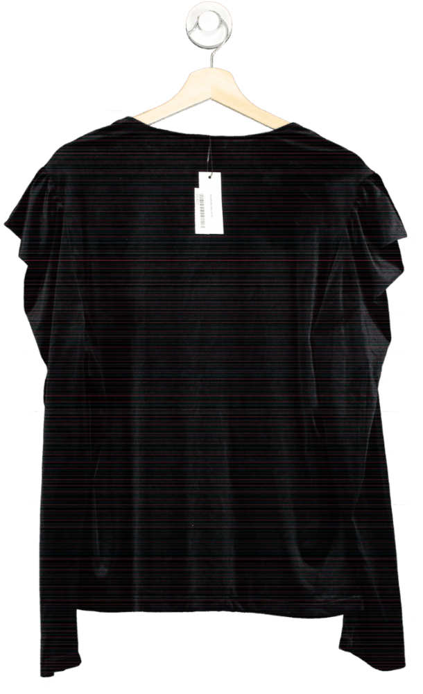 Karen Millen Black Curve Velvet V Neck Jersey Top UK 20 - Reliked