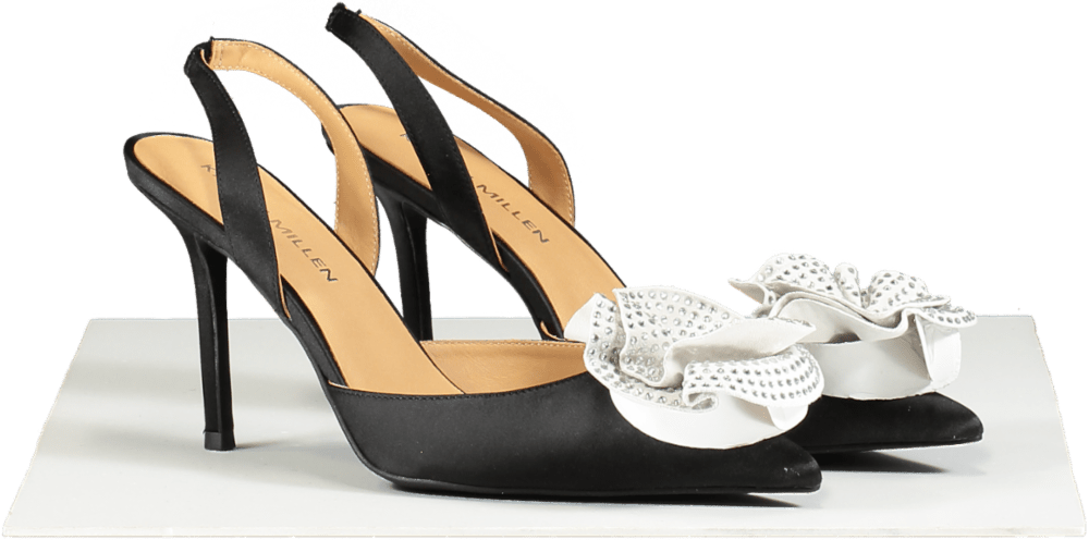 Karen Millen Black Diamante Floral Stiletto Heel UK 6 - Reliked