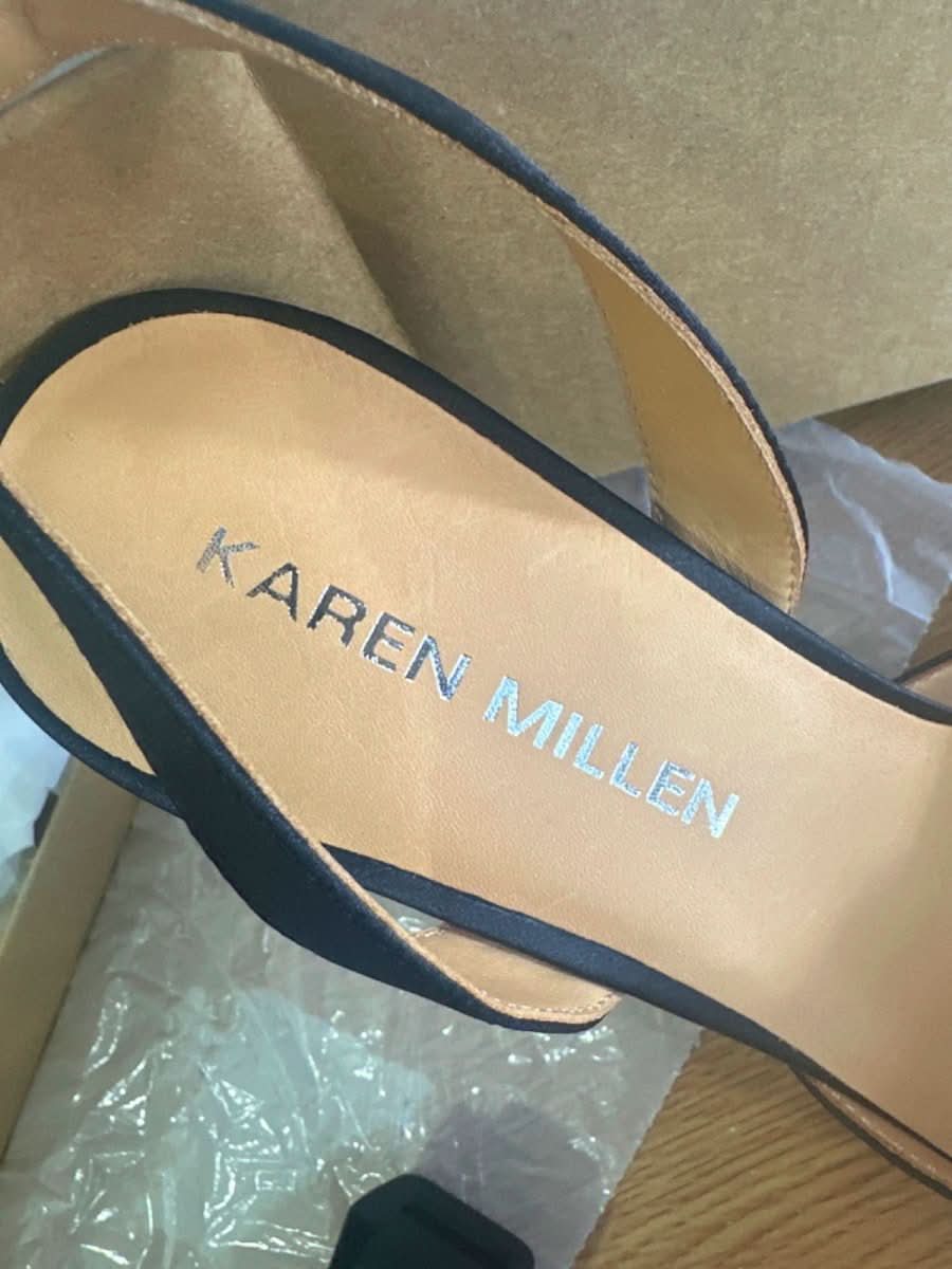 Karen Millen Black Diamante Floral Stiletto Heel UK 6 - Reliked