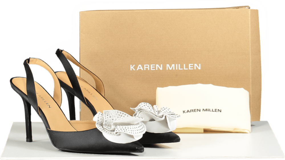 Karen Millen Black Diamante Floral Stiletto Heel UK 6 - Reliked