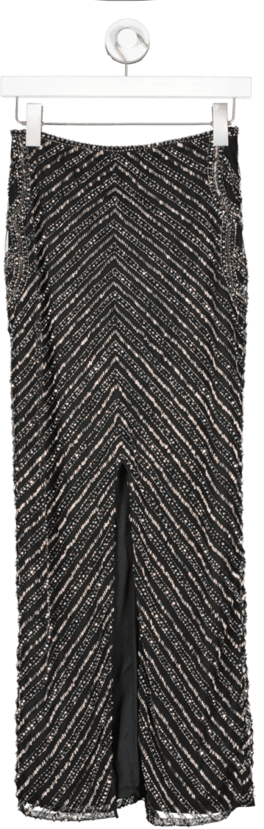 Karen Millen Black Embellished Beaded Woven Co Ord Skirt UK 6 - Reliked