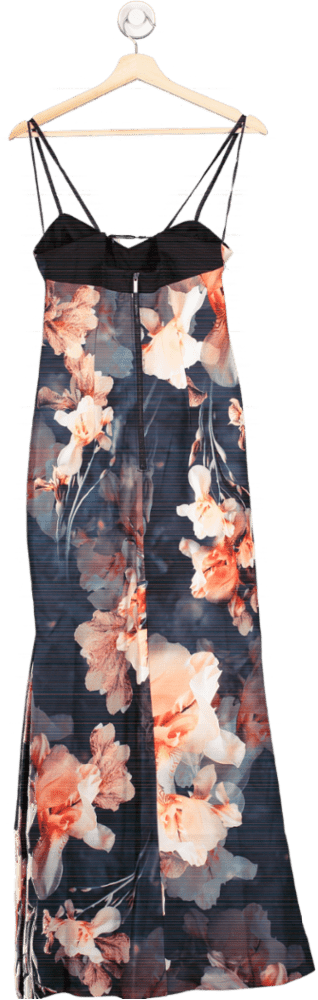 Karen Millen Black Floral Bustier Woven Midi Dress UK 8 - Reliked