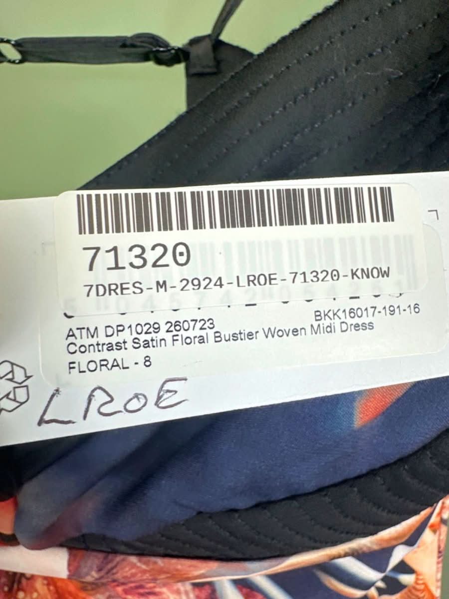 Karen Millen Black Floral Bustier Woven Midi Dress UK 8 - Reliked