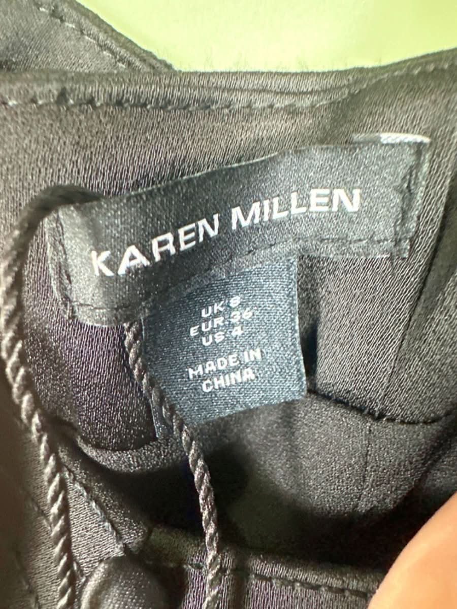 Karen Millen Black Floral Bustier Woven Midi Dress UK 8 - Reliked