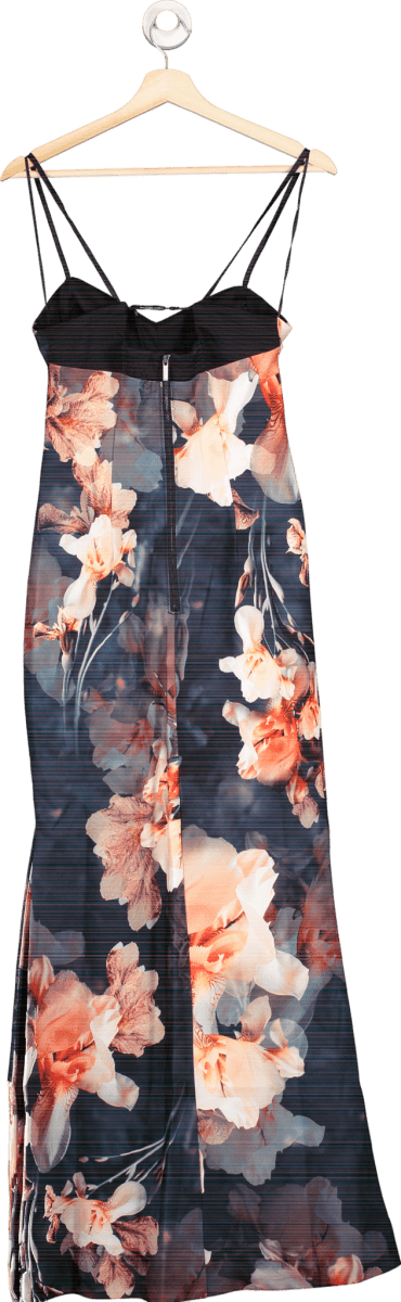 Karen Millen Black Floral Bustier Woven Midi Dress UK 8 - Reliked